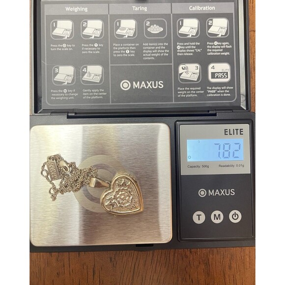 Baroni 925 Sterling Silver Heart Locket Necklace Floral 7.82g 16" Chain - Picture 12 of 12